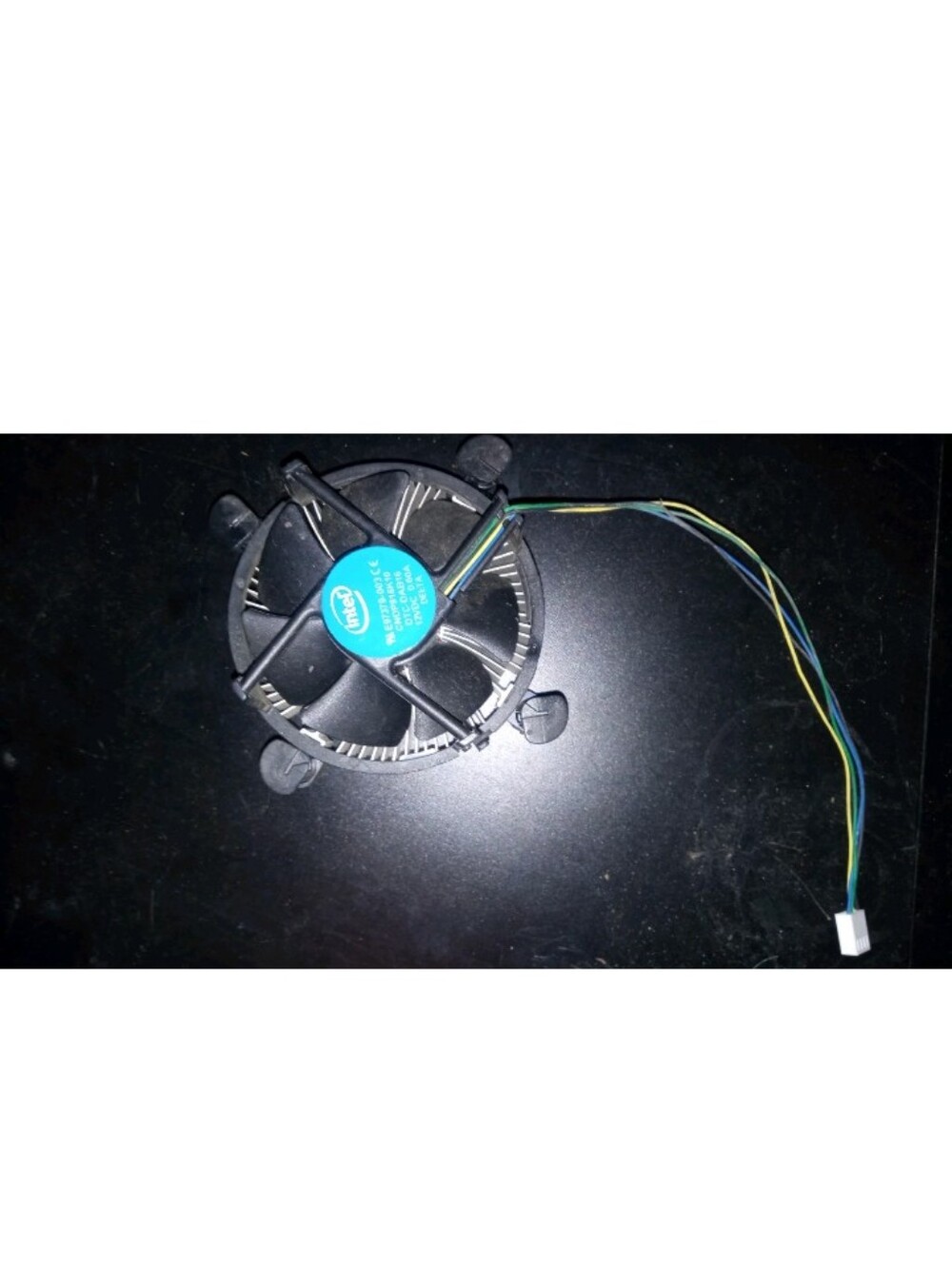 Intel Black CPU Cooler Fan with Blue Label and Multicolor Cable
